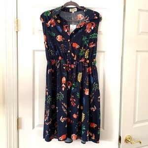 LaVieLente Sleeveless Shirt Dress Foxes Size 18/20